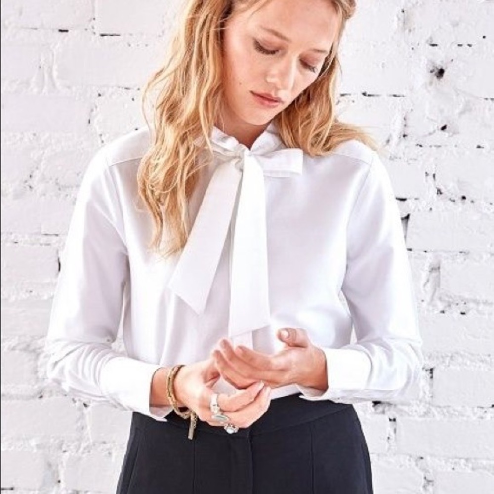 Sezane White Button up with Neck Tie